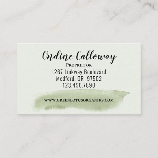 Green Lotus DIY Beauty Care Visitekaartje (Achterkant)