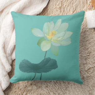 Green Lotus Flower Asian Geïnspireerd Kussen
