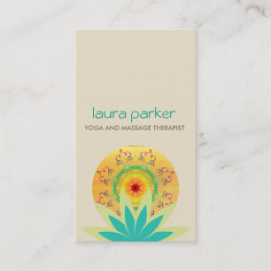 Green Lotus Flower Logo Yoga Damask Healing Health Visitekaartje