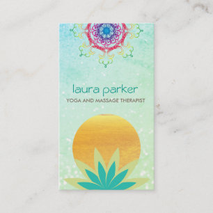 Green Lotus Flower Logo Yoga Healing Health Visitekaartje