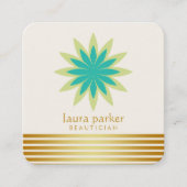 Green Lotus Flower Yoga Meditation Health Spa Vierkante Visitekaartje (Voorkant)