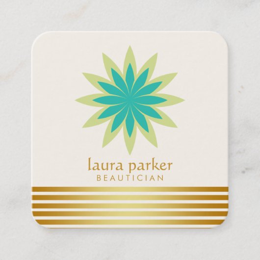 Green Lotus Flower Yoga Meditation Health Spa Vierkante Visitekaartje (Voorkant)