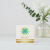 Green Lotus Flower Yoga Meditation Health Spa Vierkante Visitekaartje (Staand voorkant)