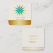 Green Lotus Flower Yoga Meditation Health Spa Vierkante Visitekaartje (Voorkant / Achterkant)