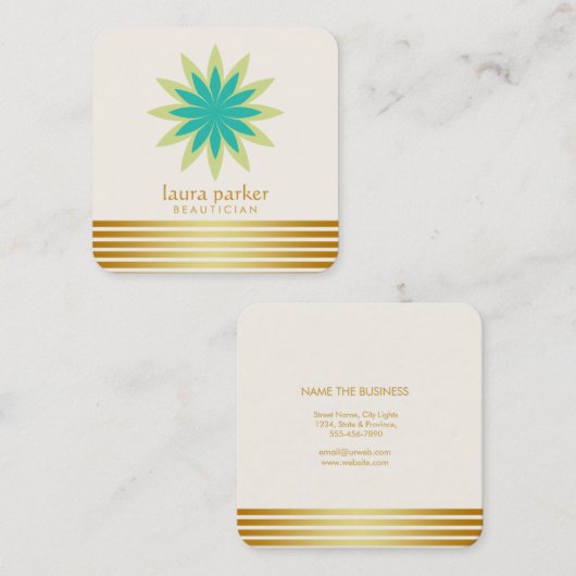 Green Lotus Flower Yoga Meditation Health Spa Vierkante Visitekaartje (Voorkant / Achterkant)