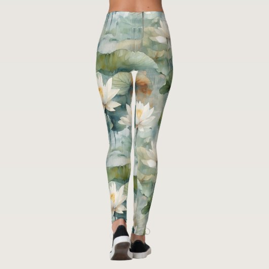 Green Lotus Flowers Serenity Leggings (Achterkant)
