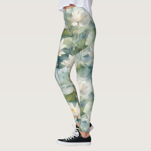 Green Lotus Flowers Serenity Leggings (Links)