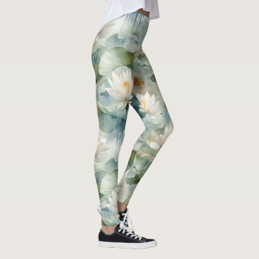 Green Lotus Flowers Serenity Leggings (Rechts)
