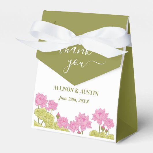 Green Lotus Lily Flowers Wedding Indian Bedankdoosjes (Voorkant Zijde)