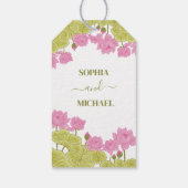 Green Lotus Lily Flowers Wedding Indian Cadeaulabel (Achterkant)