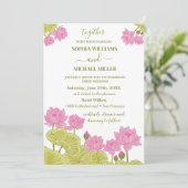 Green Lotus Lily Flowers Wedding Indian Kaart (Staand voorkant)