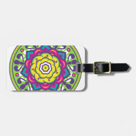 Green Lotus Mandala Bagagelabel