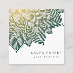 Green Lotus Mandala Yoga Instructor Holistic Vierkante Visitekaartje