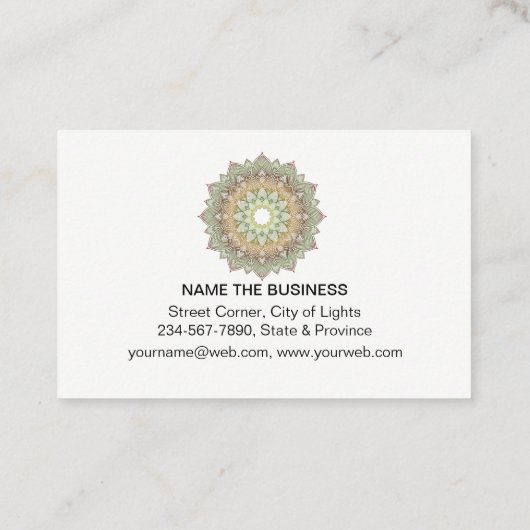 Green Lotus Mandala Yoga Meditation Holistic Visitekaartje (Achterkant)