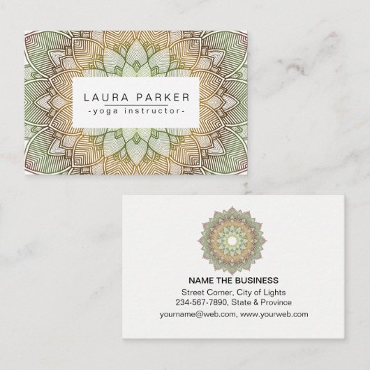 Green Lotus Mandala Yoga Meditation Holistic Visitekaartje (Voorkant / Achterkant)
