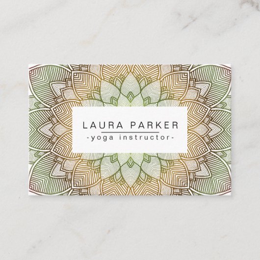 Green Lotus Mandala Yoga Meditation Holistic Visitekaartje (Voorkant)