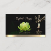 Green Lotus Tree Women Silhouette Yoga Instructor Visitekaartje (Voorkant)