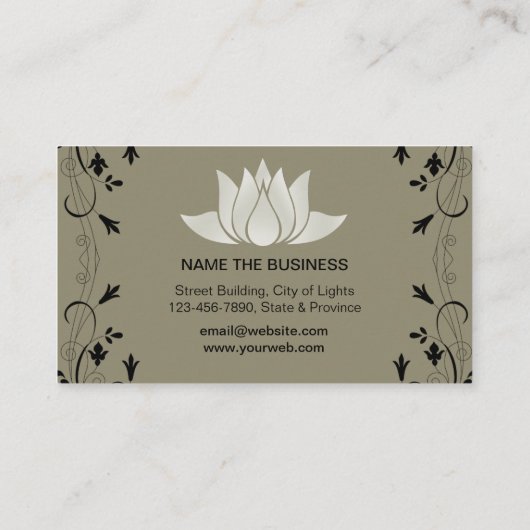 Green Lotus Yoga Meditation Holistic Retro Visitekaartje (Achterkant)