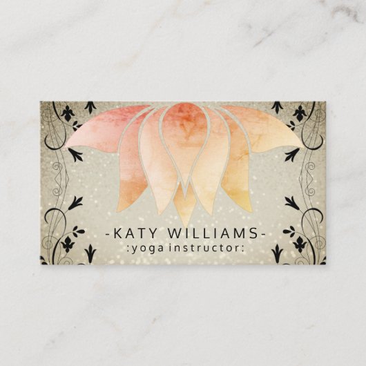 Green Lotus Yoga Meditation Holistic Retro Visitekaartje (Voorkant)