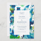 Green Love Abstracte Waterverf Wedding Invitation Kaart