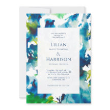 Green Love Abstracte Waterverf Wedding Invitation