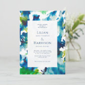 Green Love Abstracte Waterverf Wedding Invitation Kaart