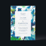 Green Love Abstracte Waterverf Wedding Invitation Kaart<br><div class="desc">Ik creëerde dit collectie geïnspireerd door mooie waterverf abstract dat ik verfde met losse groene en blauwe penseelstreken. Vette kleuren zijn perfect voor een lente- of zomerbruiloft in de natuur</div>