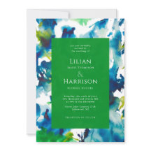 Green Love Abstracte Waterverf Wedding Invitation