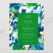 Green Love Abstracte Waterverf Wedding Invitation Kaart (Voorkant / Achterkant)
