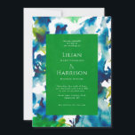 Green Love Abstracte Waterverf Wedding Invitation Kaart<br><div class="desc">Ik creëerde dit collectie geïnspireerd door mooie waterverf abstract dat ik verfde met losse groene en blauwe penseelstreken. Vette kleuren zijn perfect voor een lente- of zomerbruiloft in de natuur</div>