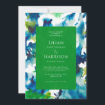 Green Love Abstracte Waterverf Wedding Invitation Kaart<br><div class="desc">Ik creëerde dit collectie geïnspireerd door mooie waterverf abstract dat ik verfde met losse groene en blauwe penseelstreken. Vette kleuren zijn perfect voor een lente- of zomerbruiloft in de natuur</div>