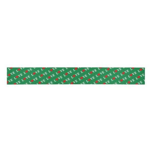 Green LOVE Heart Grosgrain Lint (Voorkant)