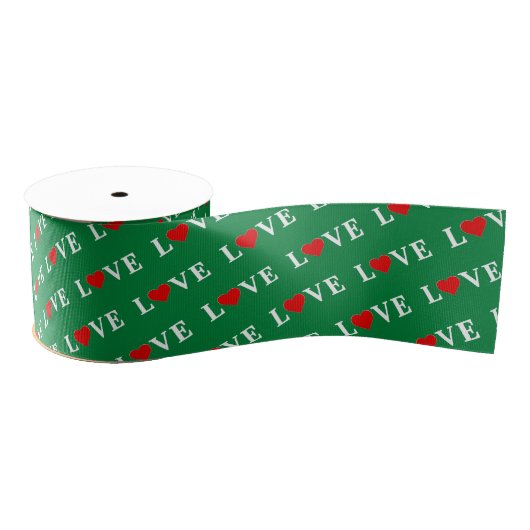 Green LOVE Heart Grosgrain Lint (Spoel)