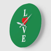 Green Love Heart Retro Elegant Grote Klok (Hoek)