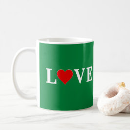 Green Love Heart Retro Elegant Koffiemok