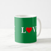 Green Love Heart Retro Elegant Koffiemok (Voorkant rechts)