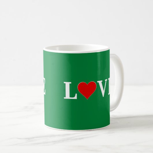 Green Love Heart Retro Elegant Koffiemok (Voorkant rechts)