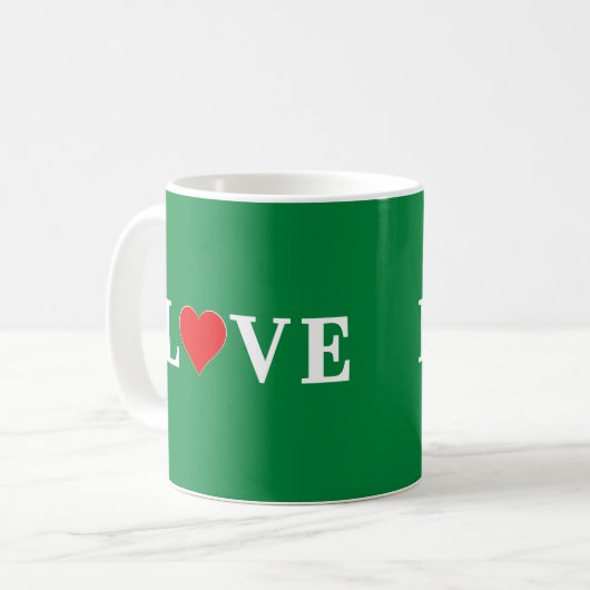 Green Love Heart Retro Elegant Koffiemok (Voorkant links)