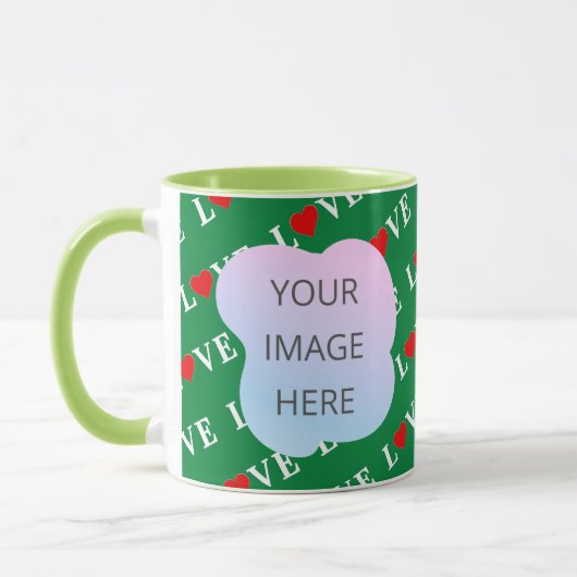 Green LOVE Heart Retro Elegant Mok (Links)