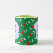 Green LOVE Heart Retro Elegant Mok (Midden)