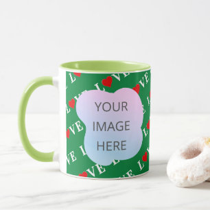 Green LOVE Heart Retro Elegant Mok