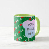 Green LOVE Heart Retro Elegant Mok (Voorkant rechts)