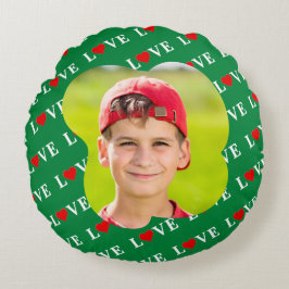 Green LOVE Heart Retro Elegant Rond Kussen