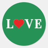 Green Love Heart Retro Elegant Ronde Sticker (Voorkant)