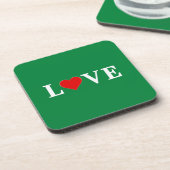 Green LOVE Heart Retro Timeless Elegant Bier Onderzetter (Linkerzijde)