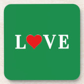 Green LOVE Heart Retro Timeless Elegant Bier Onderzetter (Voorkant)