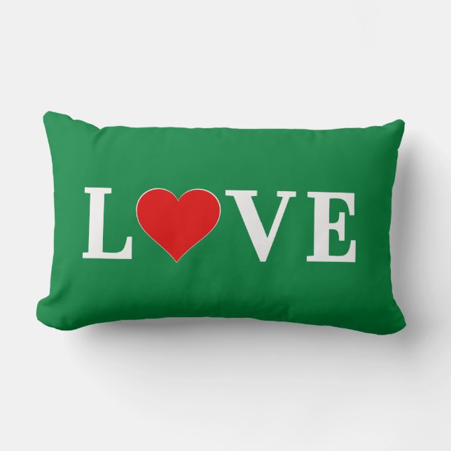 Green LOVE Heart Retro Timeless Elegant Kussen (Voorkant)
