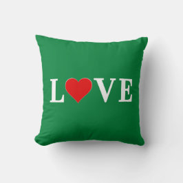 Green LOVE Heart Retro Timeless Elegant Kussen