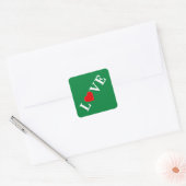 Green LOVE Heart Retro Timeless Elegant Vierkante Sticker (Envelop)