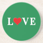Green LOVE Heart Retro Timeless Elegant Zandsteen Onderzetter (Voorkant)